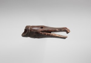 Ornement représentant une tête de goéland argenté, Okvik/Old Bering Sea I, vers 250 av. J.-C.-100 ap. J.-C. Ivoire de morse. Dim. : 2,5 x 9,1 x 3,2 cm. A78167.