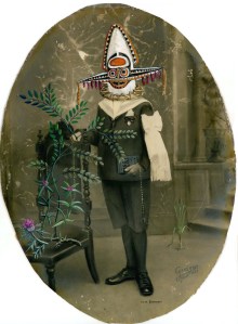 "Les souliers vernis". Gouache sur photographie ancienne. Série « Chimères et Merveilles ». © Coco Fronsac.