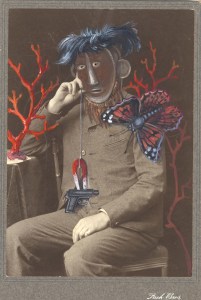 "Un dandy aime New York". Gouache sur photographie ancienne. Série « Chimères et Merveilles ». © Coco Fronsac.